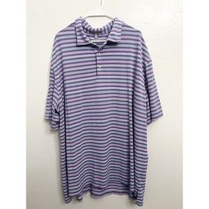 Peter Millar Summer Comfort Polo Shirt Adult 2xl Tall 2XT Stripe Purple Pink Top